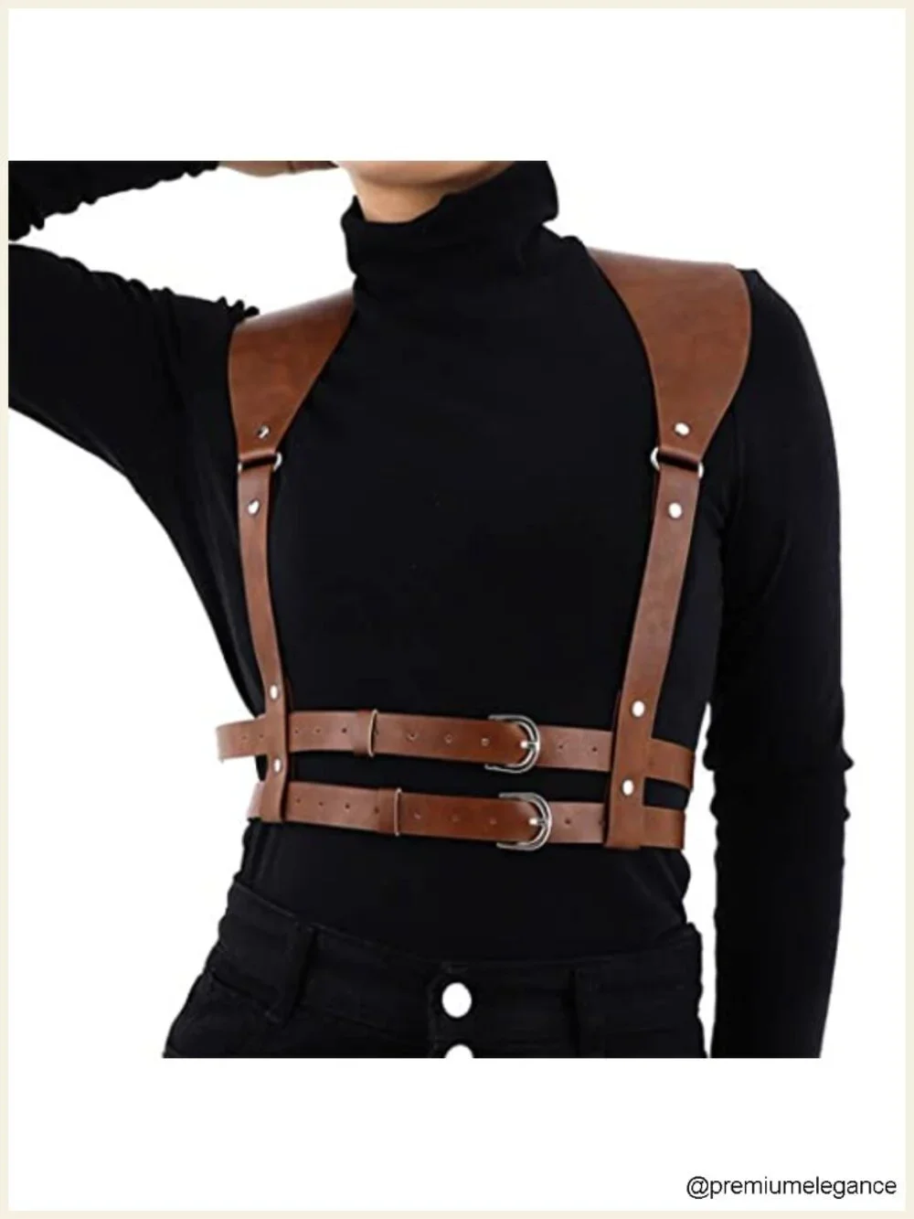 Punk Women Waist Belt PU Leather Chain Body Harness Belt Gothic Rave